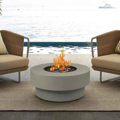 Propane Outdoor Fire Pit Table, Flint & Concrete Look. 32.5-inch Round Patio Propane Fire Table