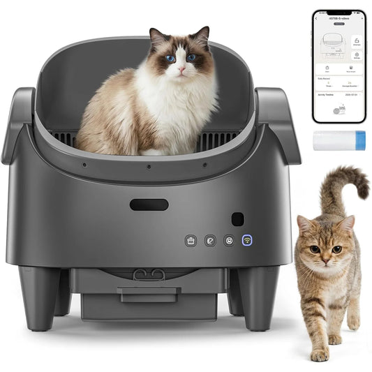 Self-Cleaning Automatic Litter Box with Open-Top Design, Smart App Remote Control,Advanced Odor Control & 15-Layer Safety Guard