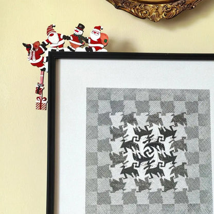 Wood Santa Christmas Door Corner, Snowman & Reindeer Decor