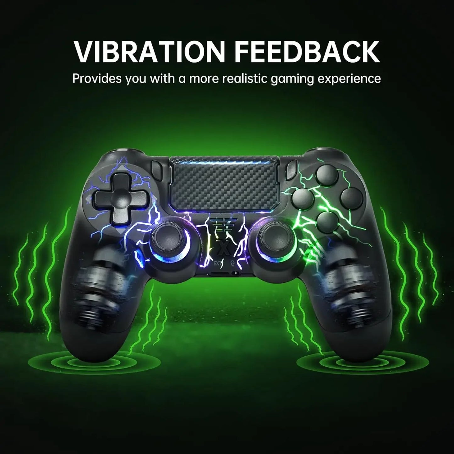 Wireless Controller BG-4 for PS4 with Touch Pad,Hall joystick,9 Lights & 3.5MM Audio Jack. Also, works for for PS3/PS5