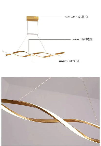 Minimalist LED Chandelier for Dining Room. Modern Geometric Kitchen Pendant Light Simple Home Decor