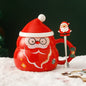 Cute Ceramic Christmas Mug with Lid Spoon Coffee Cup