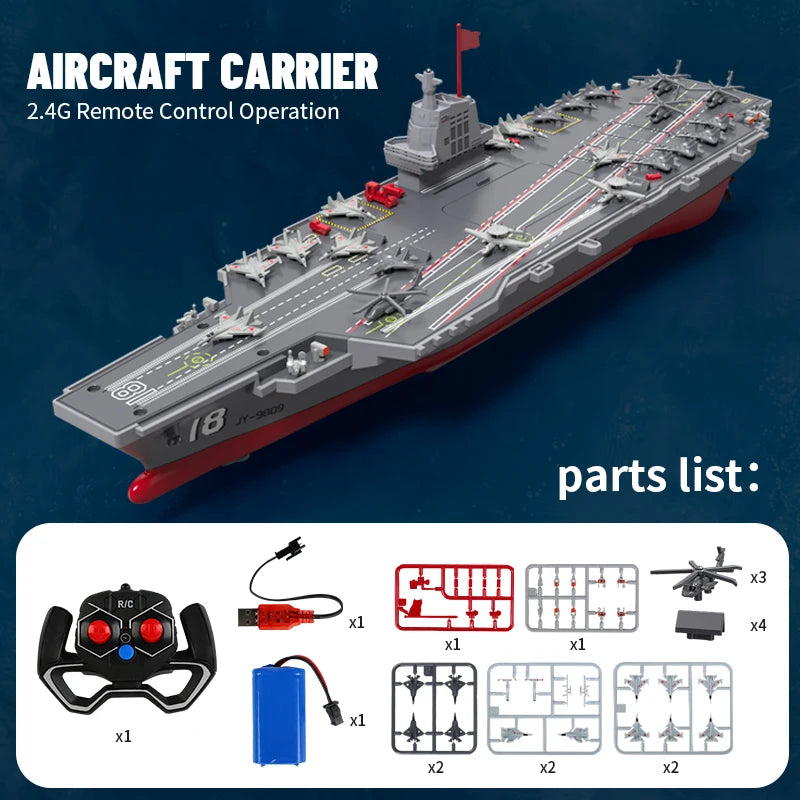 JJRC S19 RC Aircraft 2.4G Remote Control Battleship Boat. RC Boat Auto Water Sensor Carrier Boat Toy Gift for Kids Boys