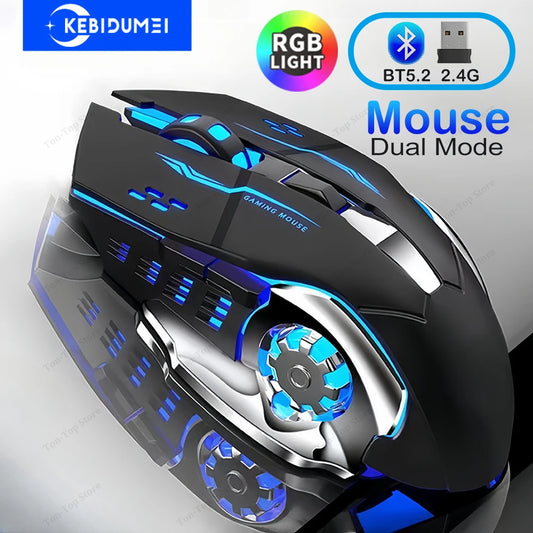 RGB Dual-Mode Bluetooth 5.2 Mouse 2.4G Wireless Mouse. Gaming Mouse for Laptop or Desktop