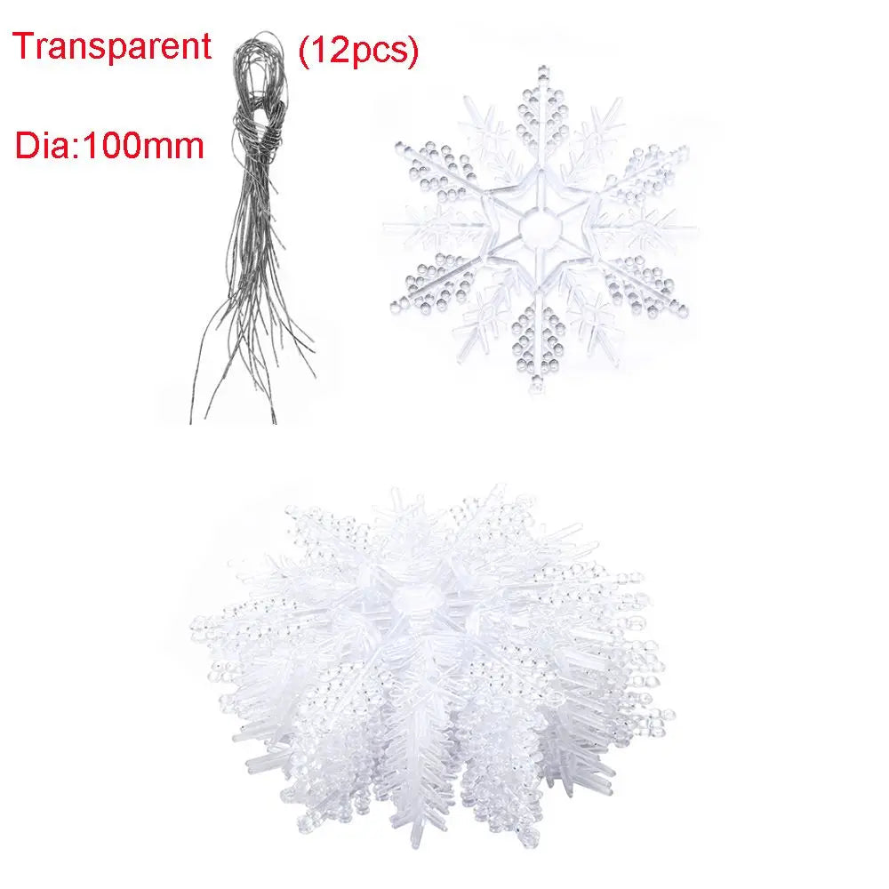 12Pcs 7.5cm Gold Powder Snowflake for Christmas Decor