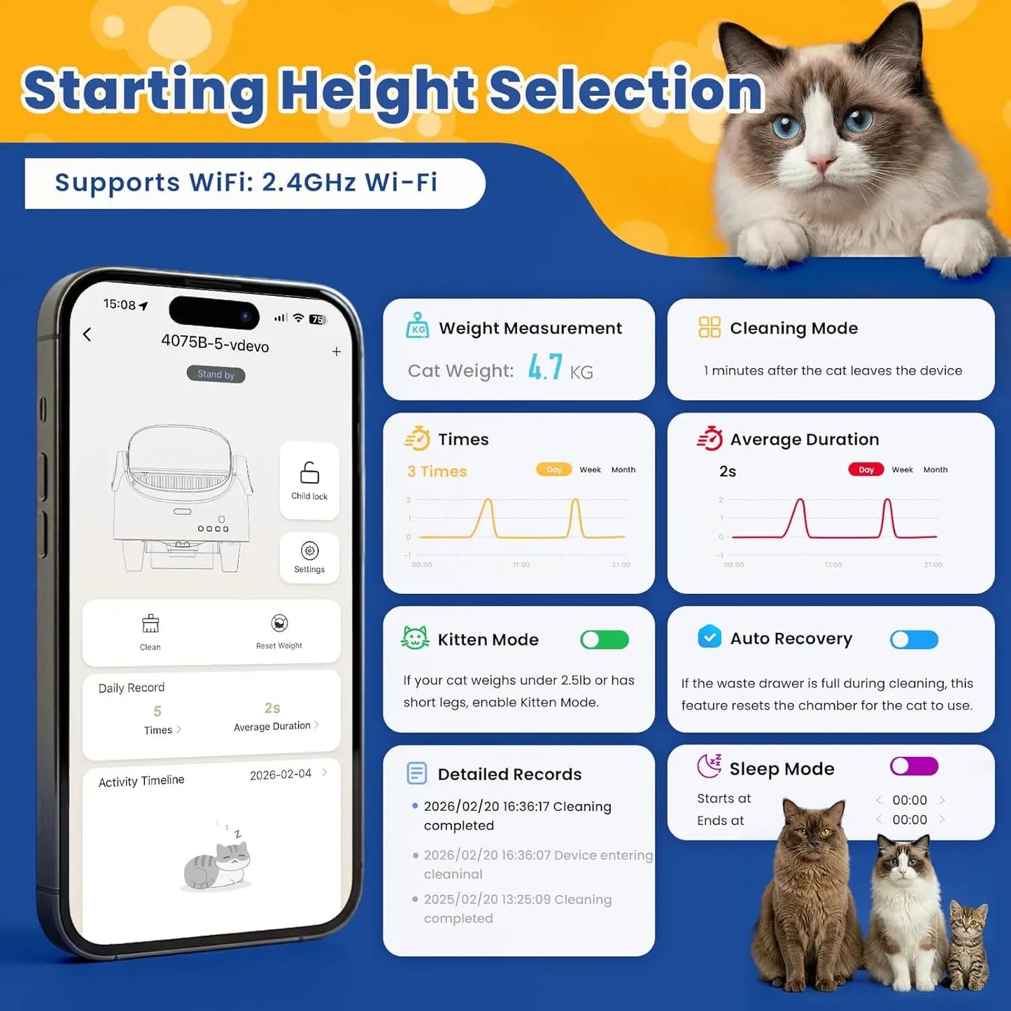 Self-Cleaning Automatic Litter Box with Open-Top Design, Smart App Remote Control,Advanced Odor Control & 15-Layer Safety Guard
