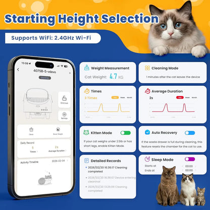 Self-Cleaning Automatic Litter Box with Open-Top Design, Smart App Remote Control,Advanced Odor Control & 15-Layer Safety Guard