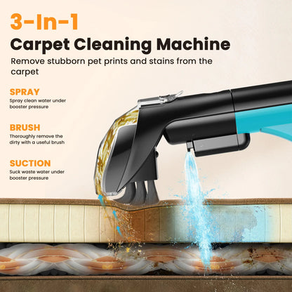 TASVAC C5 16500Pa Powerful Portable Carpet Cleaner Machine. Lightweight with Dual Tanks for Pet Stains Sofa Car Stain Cleaning