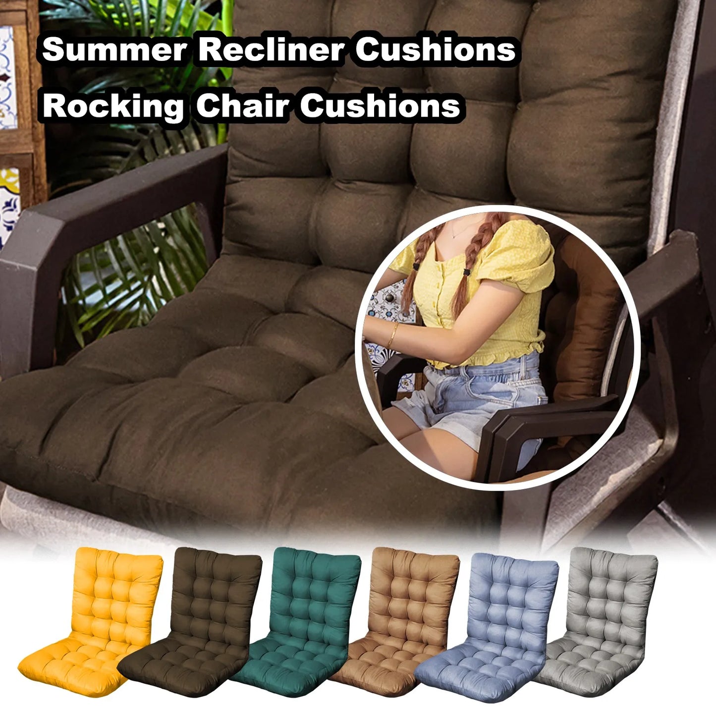 Summer Recliner Rocking Sofa Cushions, Solid Color Soft and Comfortable Thickened Chair Cushions for Office or Home Use