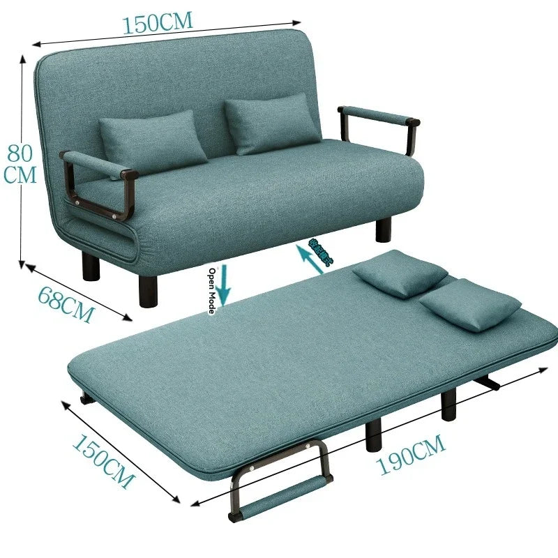 Modern folding sofa bed with with armrest for small apartment