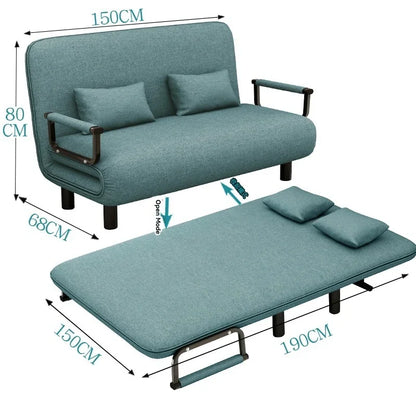 Modern folding sofa bed with with armrest for small apartment
