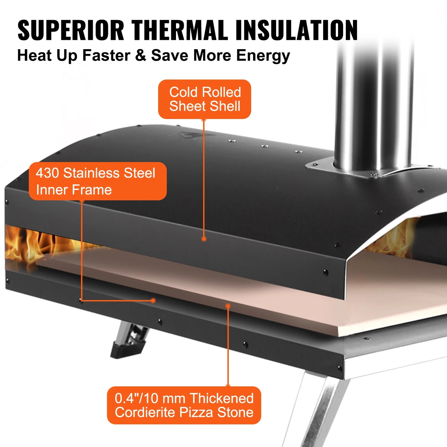 Outdoor Oven Charcoal Stainless Steel Grill&Pizza