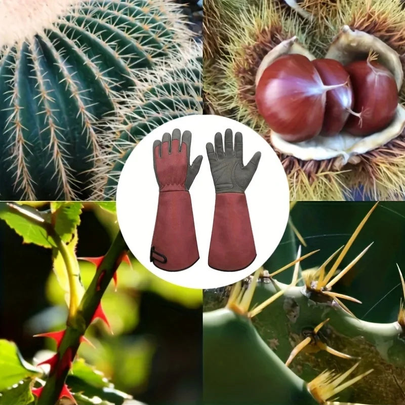 Long Style Gardening Gloves, Thorn Proof Gloves, Canvas Rose Pruning Garden Gloves with Touch Screen Breathable Work Gloves