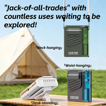 New Outdoor Hanging Waist Fan 4000mAh USB Multi-functional Mini Cooling Fan with 5 Level Fan Speed