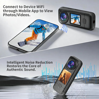 4K Action Camera with WiFi IPX6 Waterproof 3.5H Battery Fast Charge Ultra HD Photo 1.4" Touch Screen.