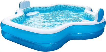 10-Foot Family Pool with 2 Inflatable Seats and Backrests, Durable & Easy Setup