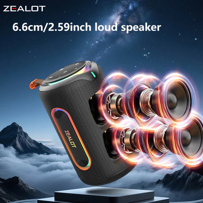 ZEALOT-MP1 60W Wireless Speaker RGB Light 30H Playtime Waterproof IPX6 Dual Pairing 8000mAh Battery