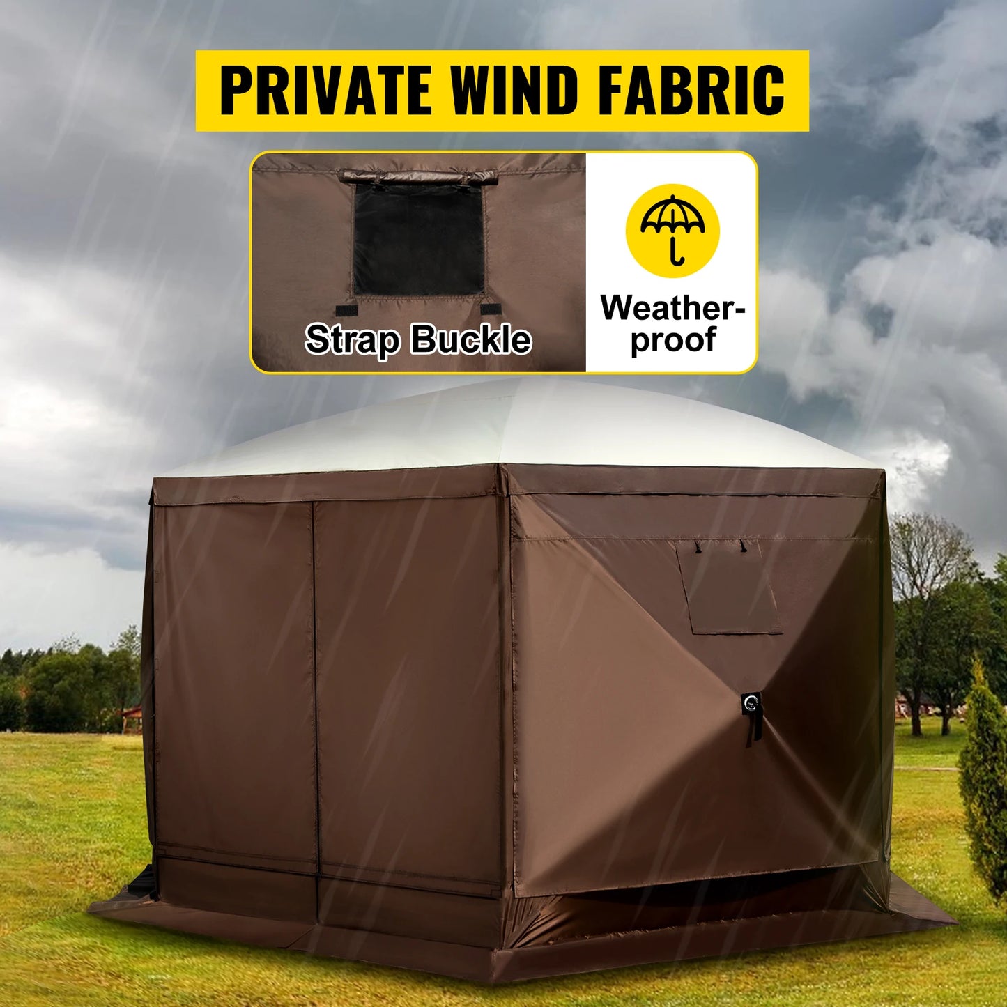 SucceBuy Pop-up Camping Gazebo Canopy Shelter 6 Sided 12' x 12' / 10' x 10' Sun Shade Tents & Canopies Camping & Hiking