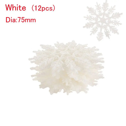 12Pcs 7.5cm Gold Powder Snowflake for Christmas Decor