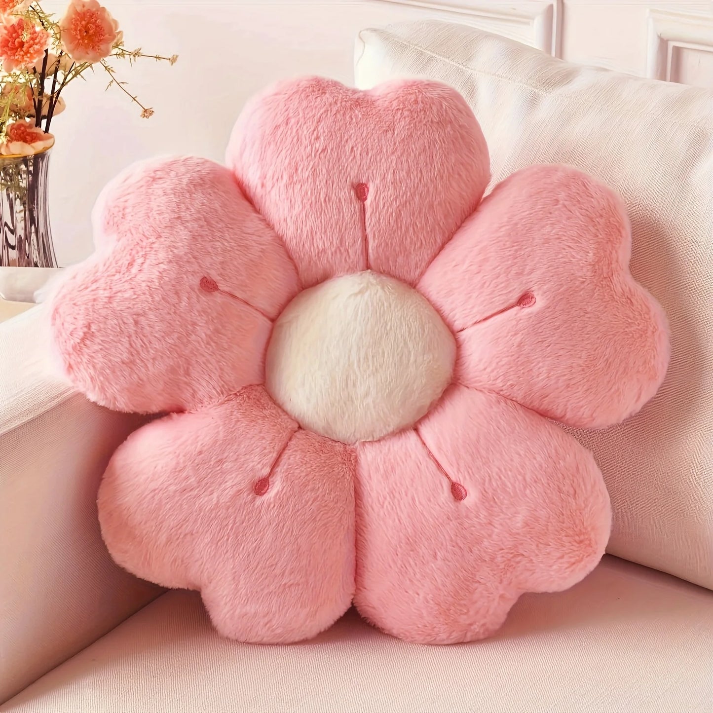 Soft Plush Daisy Flower Throw Pillow - Cozy Decorative Cushion for Bed & Sofa