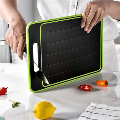 Double-Sided Cutting Board Stainless Steel and Wheat Straw Chopping Board Non-Slip