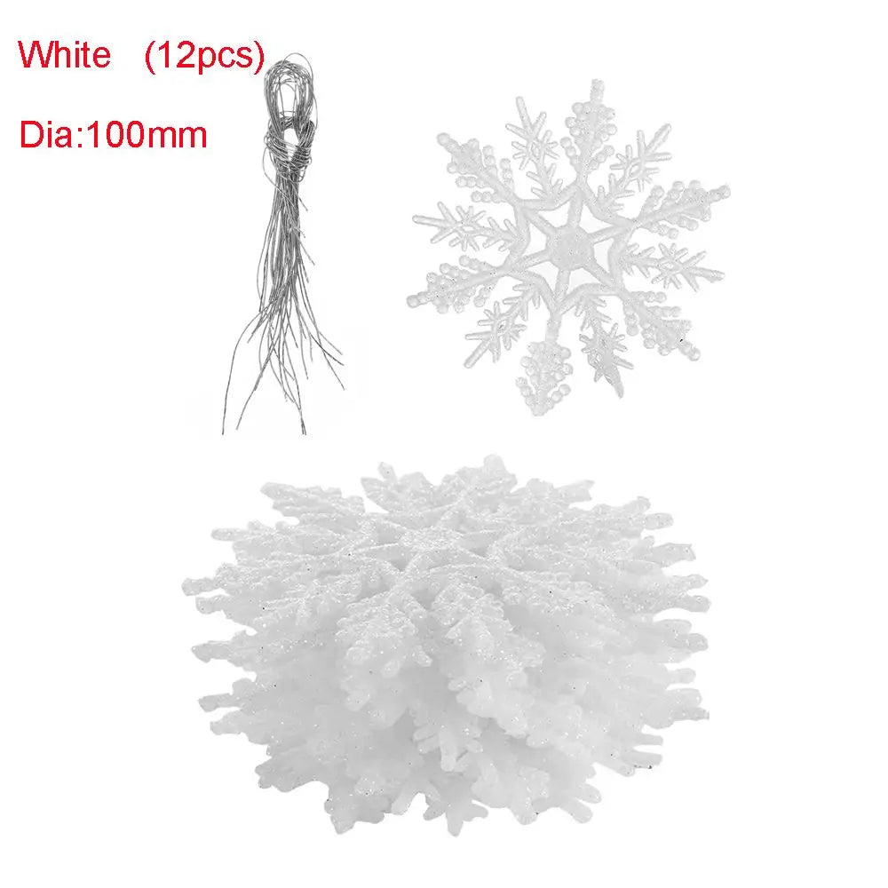 12Pcs 7.5cm Gold Powder Snowflake for Christmas Decor