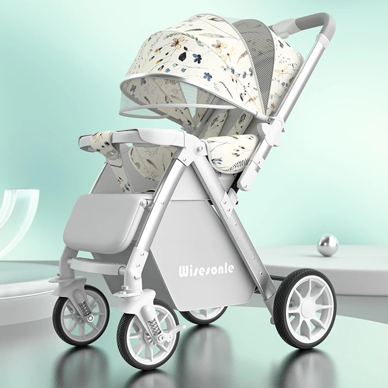 Upgraded Baby Strollers can Sit and Lie Down, High Landscape Lightweight Folding Two-way Stroller Children Stroller