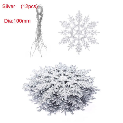 12Pcs 7.5cm Gold Powder Snowflake for Christmas Decor