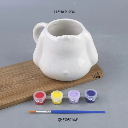 Creative DIY Christmas Tree Ceramic Cup Pure White Color it Yourself with Lid Mug Cup Couple Christmas Universal Coffee Cup