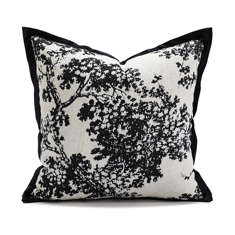 Modern simple Cushion black and white Chenille jacquard Pillow