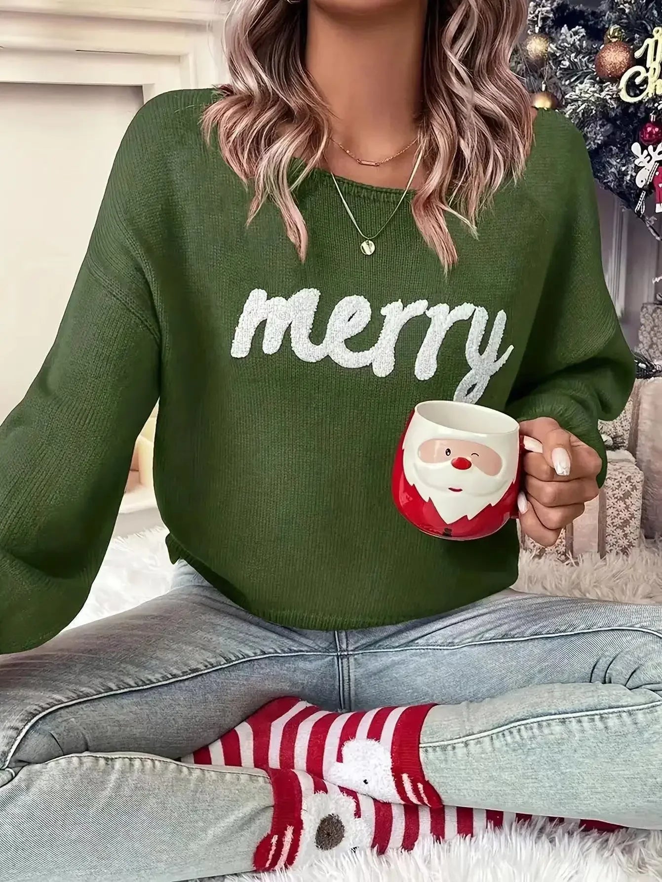2025 Knit Women Christmas Sweater. Loose Pullover Female Jumper Soft Elegant New Year Trendy Xmas Sweater