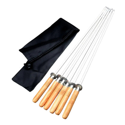 6Pcs Stainless Steel Flat Skewers Barbecue Skewers for Cooking Picnic Meat