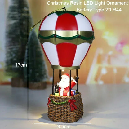 Hot Air Balloon Snowman Santa, Glowing Christmas Santa Claus Decor