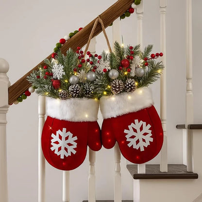 2025 Christmas Garland Creative Glove Shaped Door & Gate Decoration