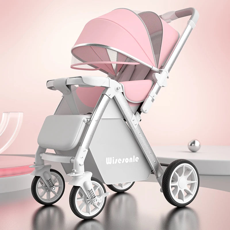 Upgraded Baby Strollers can Sit and Lie Down, High Landscape Lightweight Folding Two-way Stroller Children Stroller