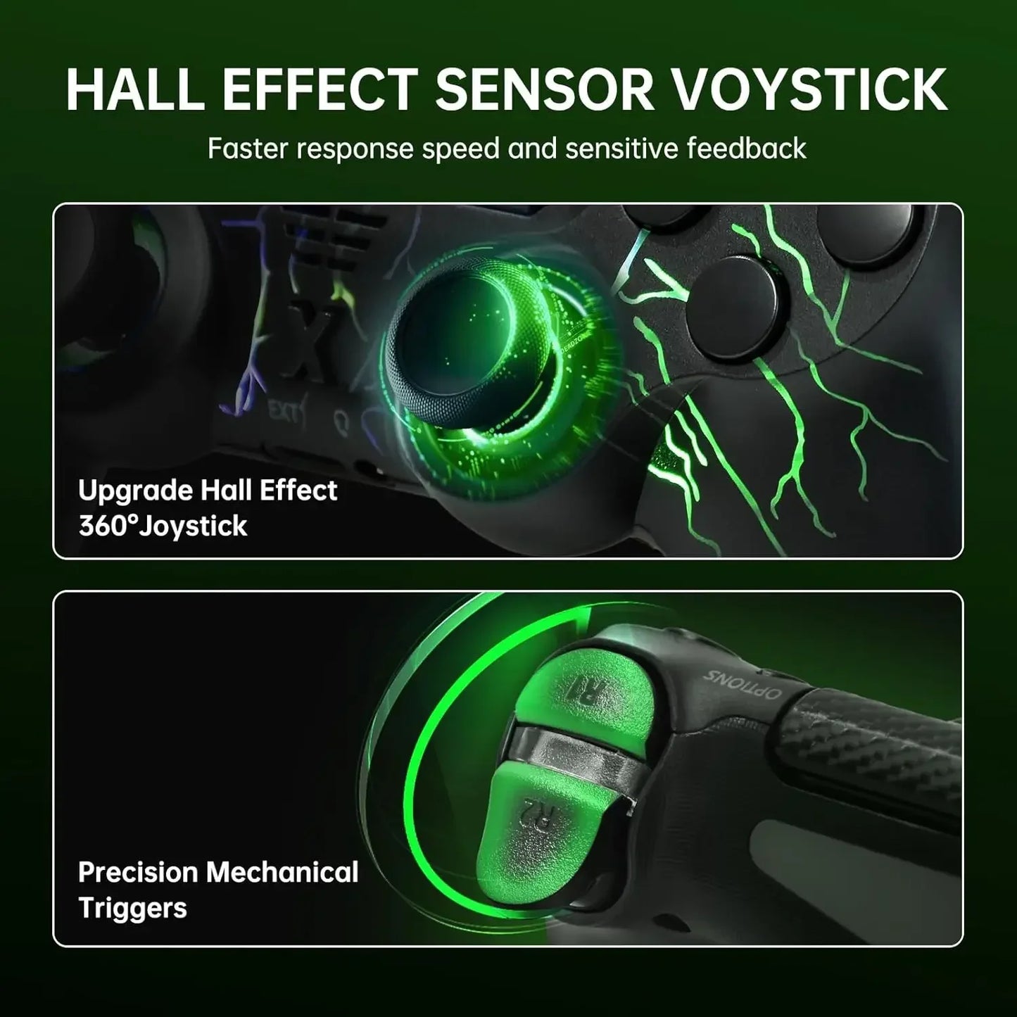 Wireless Controller BG-4 for PS4 with Touch Pad,Hall joystick,9 Lights & 3.5MM Audio Jack. Also, works for for PS3/PS5