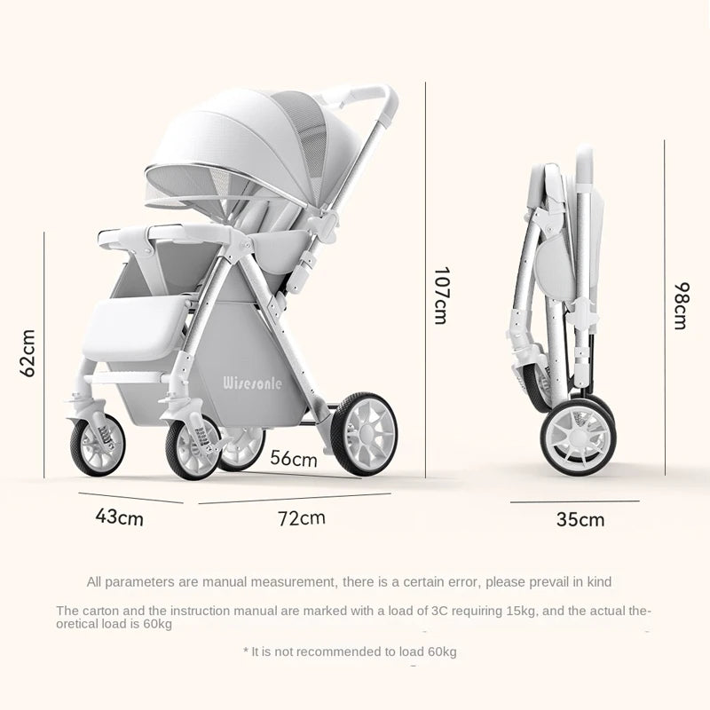 Upgraded Baby Strollers can Sit and Lie Down, High Landscape Lightweight Folding Two-way Stroller Children Stroller