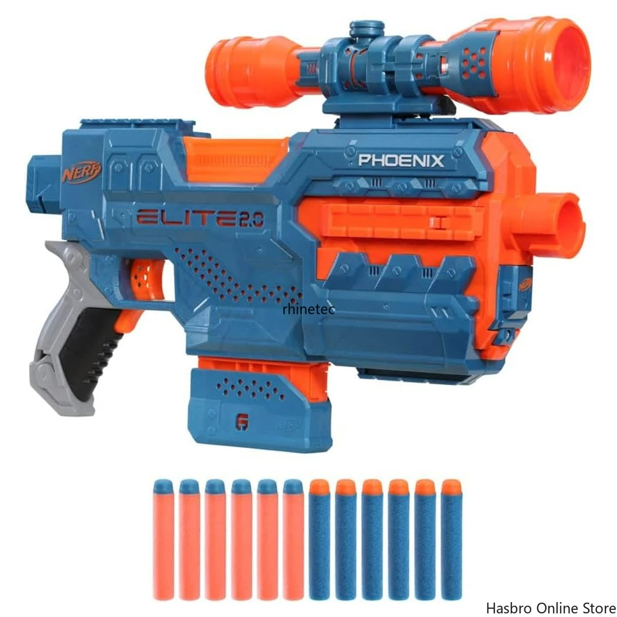 Hasbro Nerf Elite 2.0. Phoenix CS-6 Toy Gun with 12 Darts & Motorized Blaster Fire Play, Mission Clip Dart Fun for Kids
