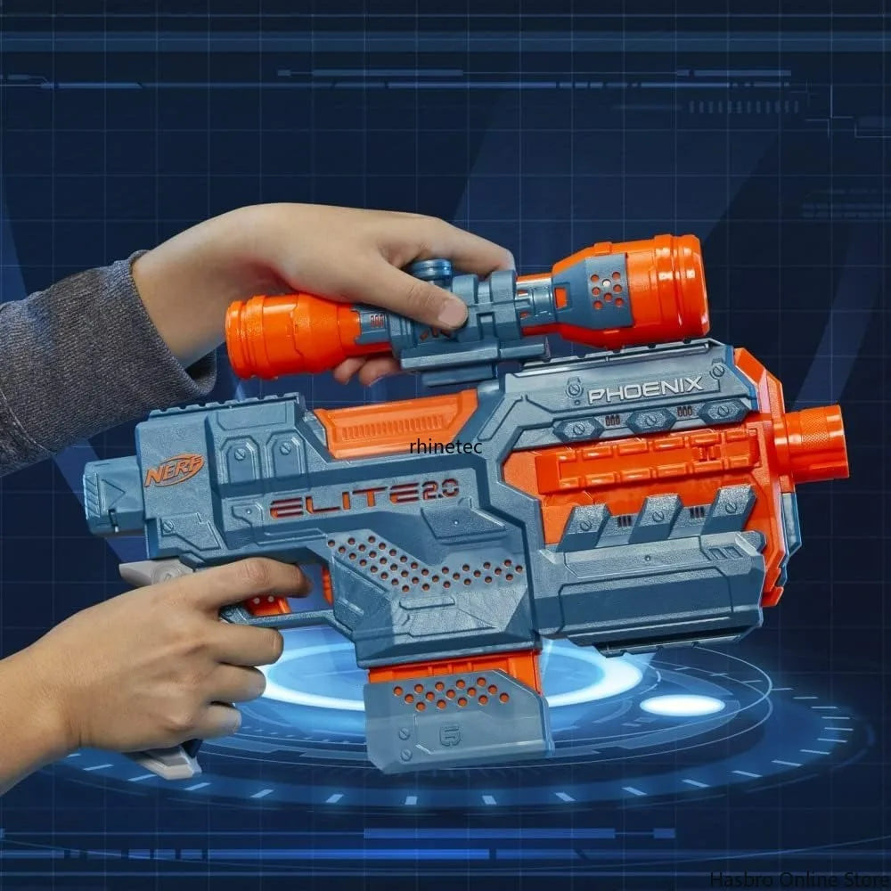 Hasbro Nerf Elite 2.0. Phoenix CS-6 Toy Gun with 12 Darts & Motorized Blaster Fire Play, Mission Clip Dart Fun for Kids