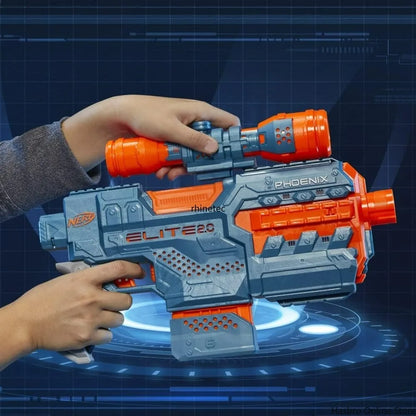 Hasbro Nerf Elite 2.0. Phoenix CS-6 Toy Gun with 12 Darts & Motorized Blaster Fire Play, Mission Clip Dart Fun for Kids