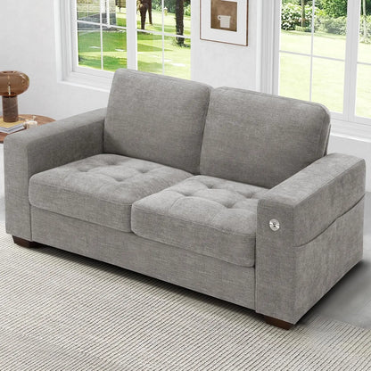 89" Modern Sofa Couch for Living Room, Chenille 3-Seater Couch with Thick Cushions, USB/Type-C Port, Removable Cover