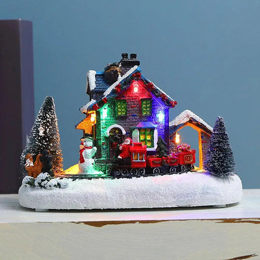 Christmas House Village Farmhouse Light Up LED Snow Buildings Santa