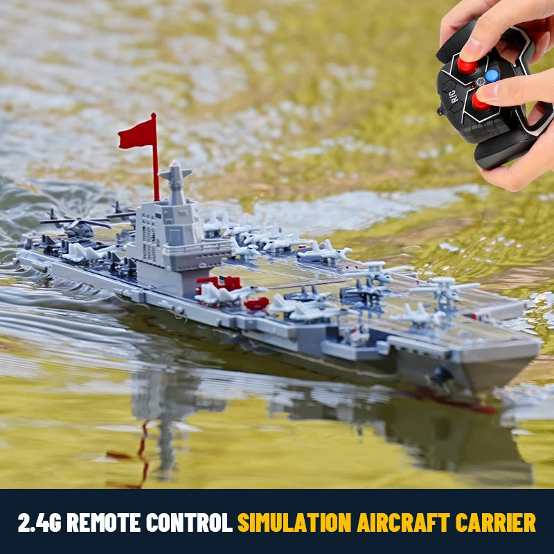 JJRC S19 RC Aircraft 2.4G Remote Control Battleship Boat. RC Boat Auto Water Sensor Carrier Boat Toy Gift for Kids Boys