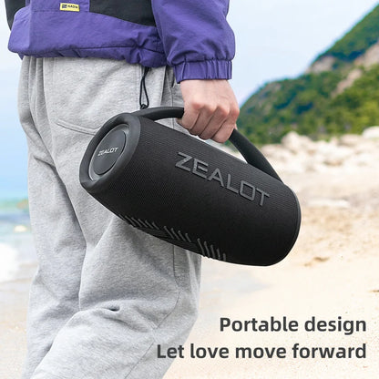 Zealot-S97 80W Portable bluetooth speaker with RGB colorful light, waterproof wireless subwoofer 360 stereo surround TWS FM