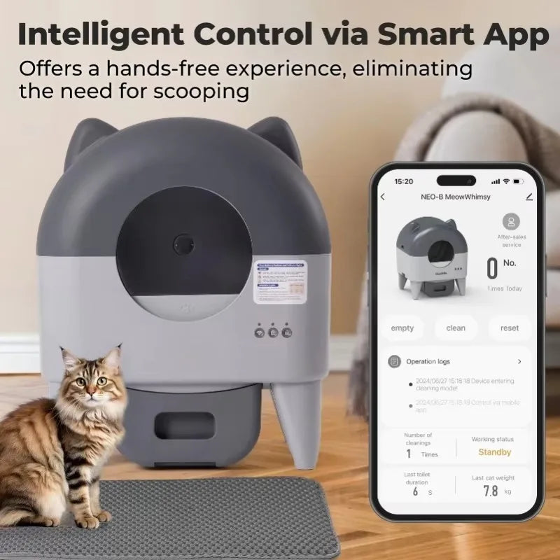 Automatic Cat Litter Box. Extra Large Self Cleaning Litter Box with APP Control, Odor Control for Multi-Cat Compatible