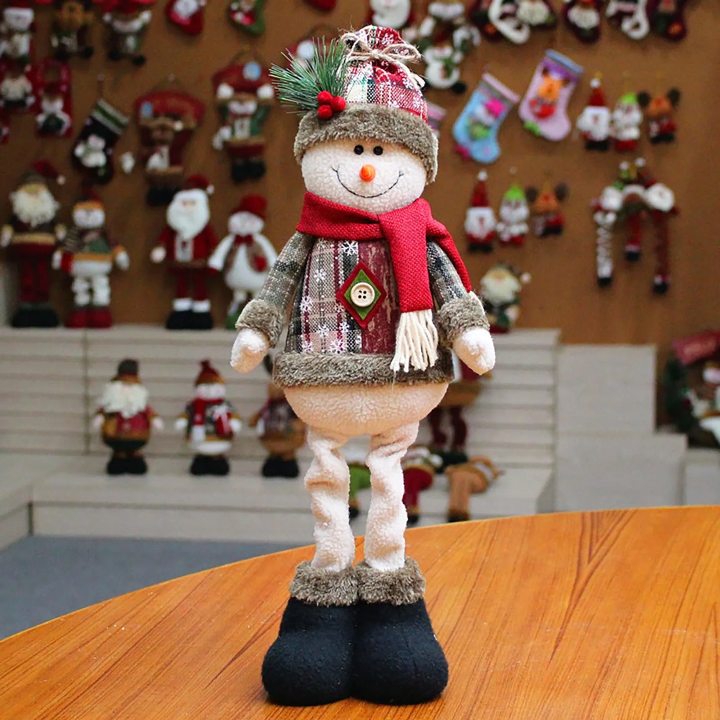 3PCS Christmas Decorative Christmas Dolls Reindeer, Snowman & Santa Claus Standing Doll