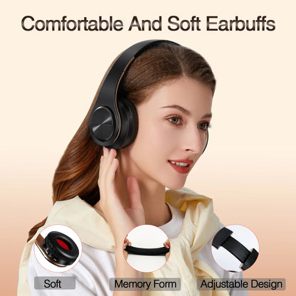 Black &Gold Wireless Headphones.  Stereo Headset for Gaming with Built-in MIC. Universal for Android and iOS
