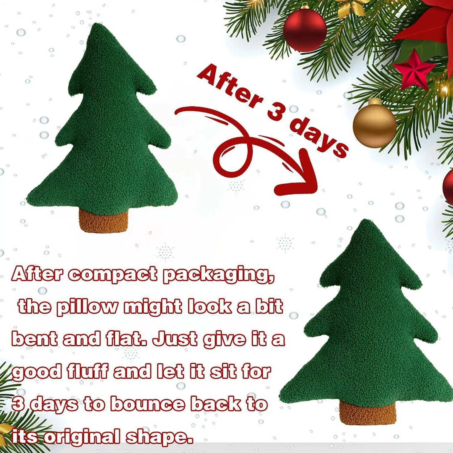 30/45cm Christmas Tree Pillow Festive Holiday Sofa Bed Decorations & Cute Gift for Friends & Family