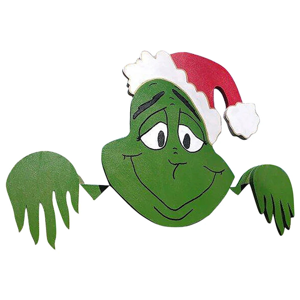 Christmas Outdoor Fence Peeking Garden  Decorations