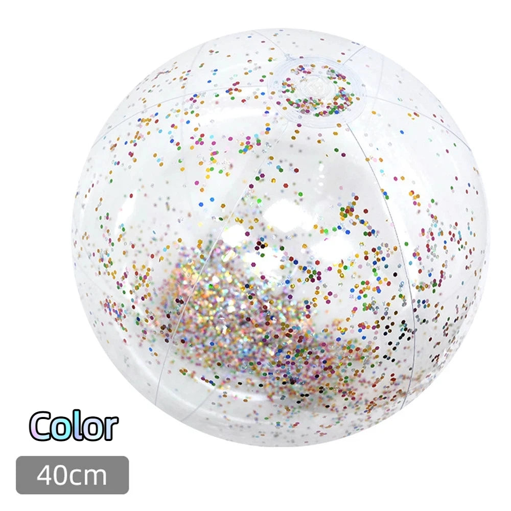40CM Glitter Inflatable Beach Ball Transparent PVC Sparkle Water Toy 7 Colors Trendy Summer Beach Pool Party Outdoor